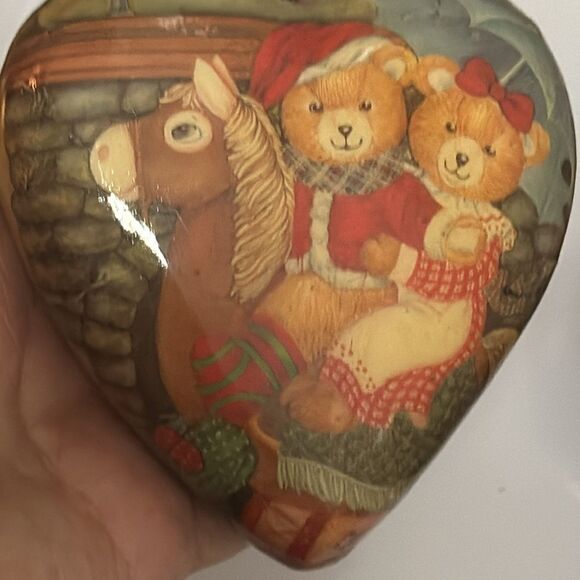 Lot of 3 paper decoupaged Christmas tree ornaments with teddy bears & snowmen - Picture 4 of 8